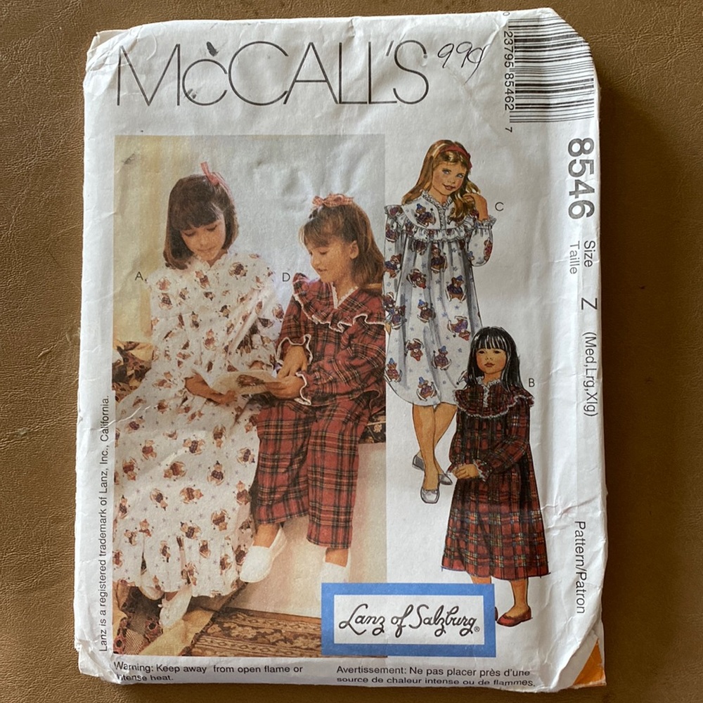 New McCall’s Girls Sleepwear Pattern, uncut,Size Z (Med,Lrg, Xlg)